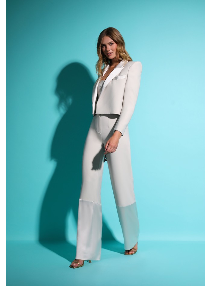 Pearl gray palazzo party pants with high rise