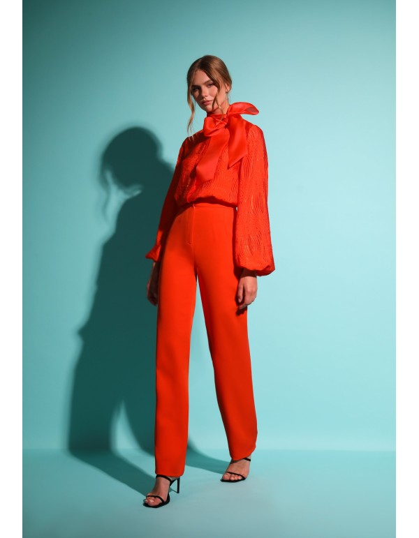 Pantalon de fête orange à taille haute droite 2