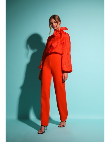 Pantalon de fête orange à taille haute droite