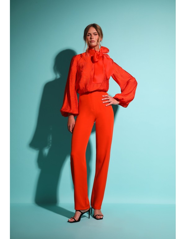 Pantalon de fête orange à taille haute droite