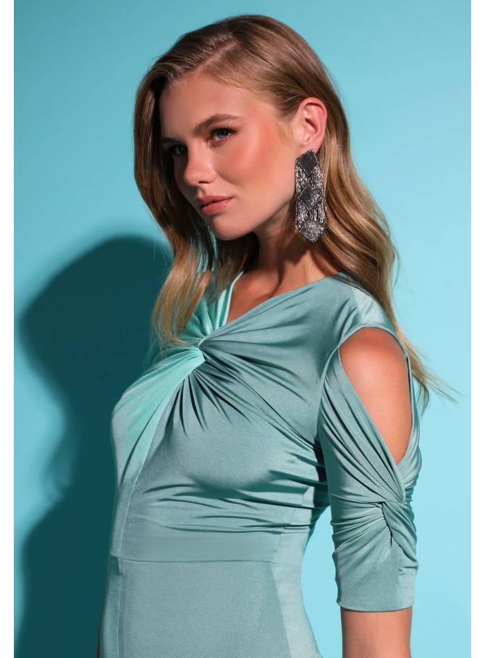 Vestido de fiesta largo bicolor con escote...