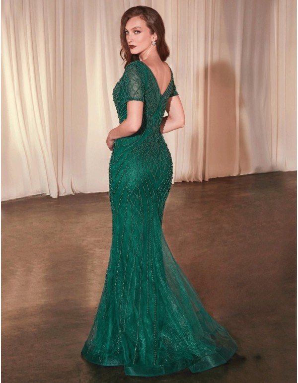 Vestido de fiesta largo bordado con perlas 2