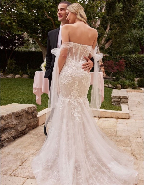 Robe de mariée sirène avec épaules ouvertes 2