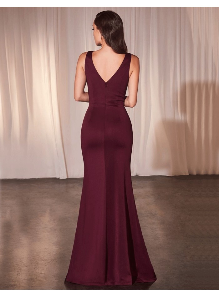 Robe de soirée longue bordeaux avec volants sur...