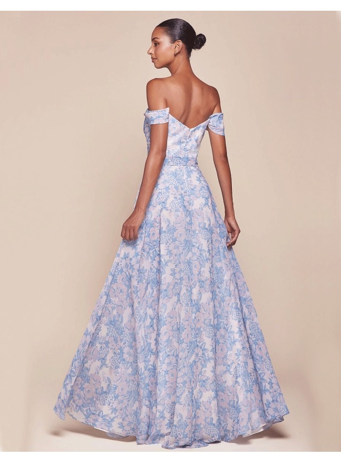 Robe Longue à Décolleté Bandeau et Imprimé Floral