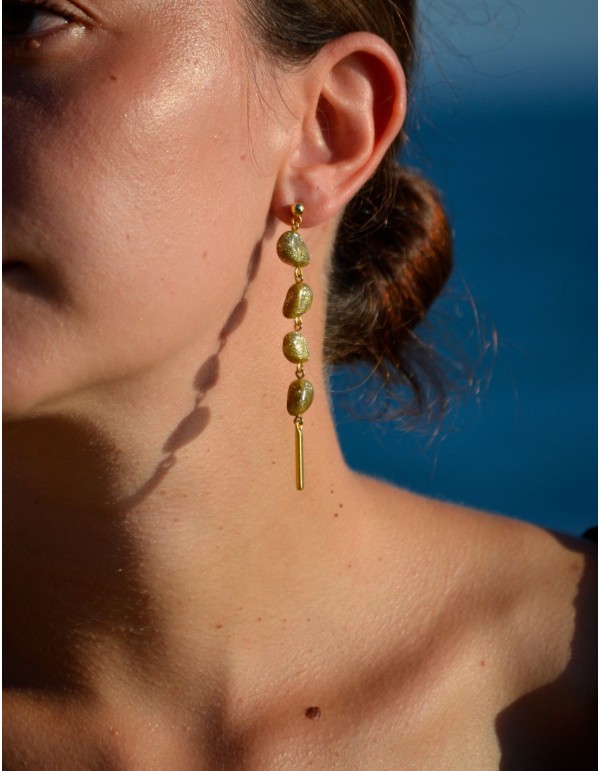 Boucles d'oreilles en polymère vert 2