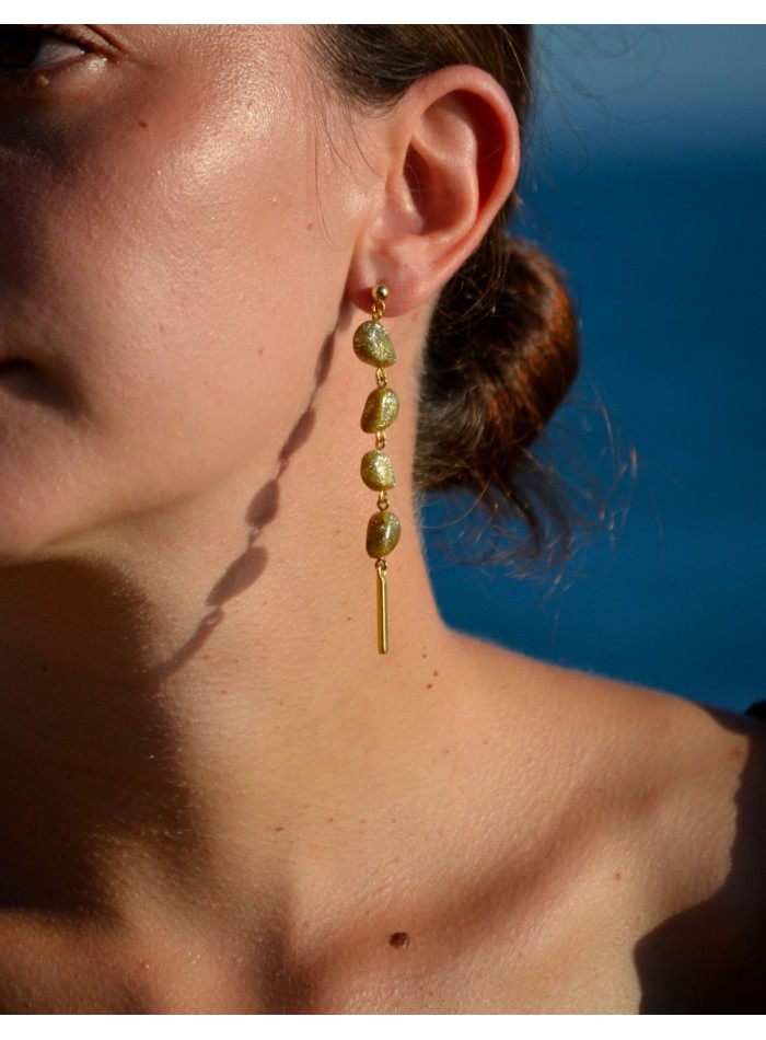 Boucles d'oreilles en polymère vert