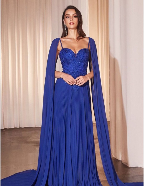 Long dress for guest with embroidered bodice and pleated... 2