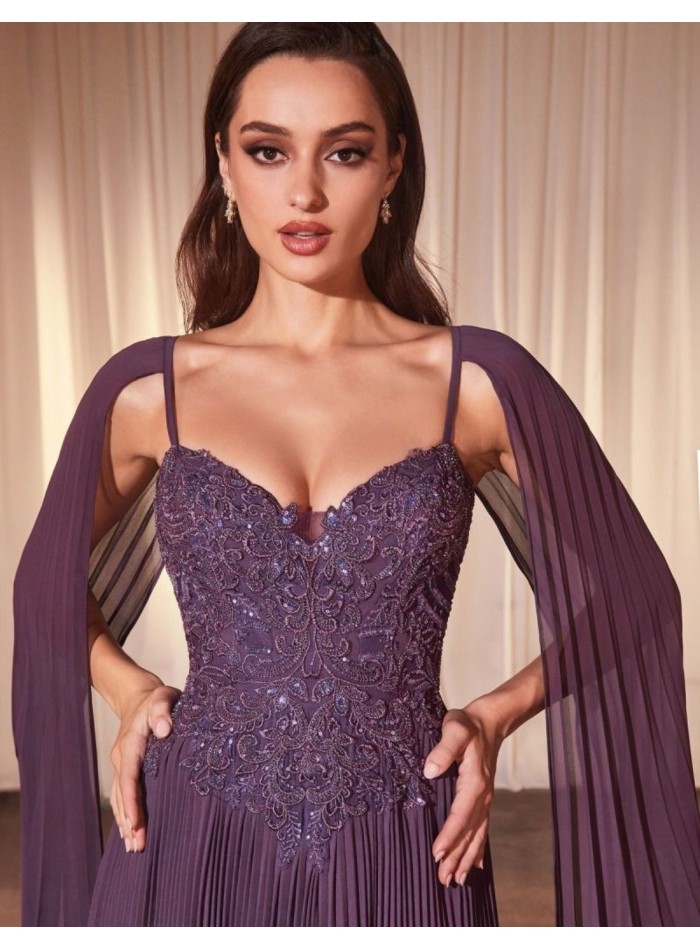 Long dress for guest with embroidered bodice...