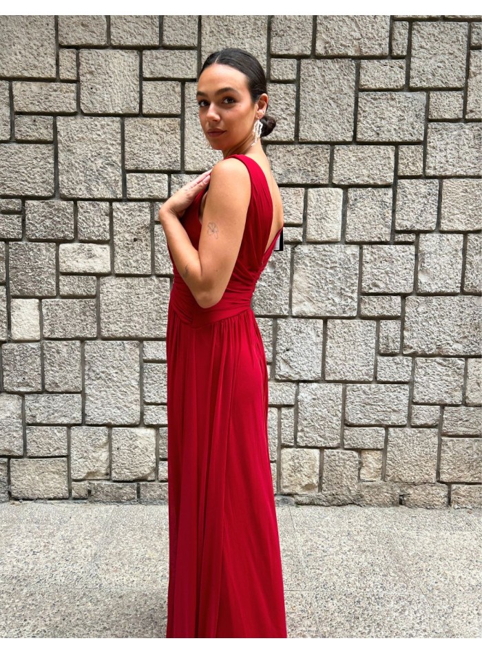 V-neck wide straps ball gown