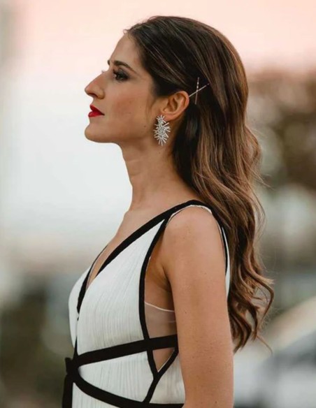 Boucles d'oreilles de fête avec petits zircons cubiques