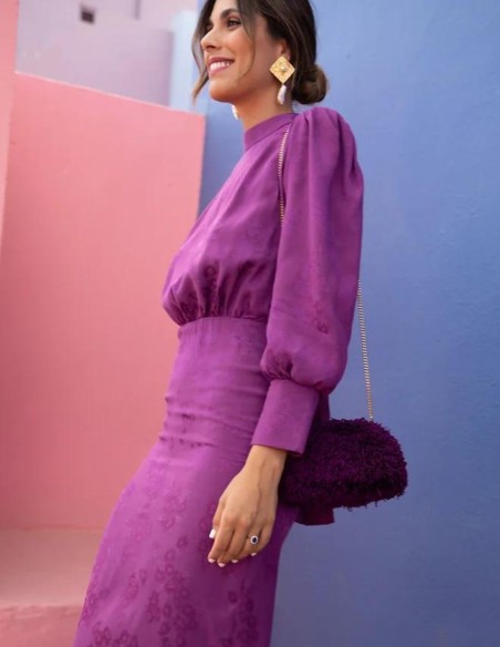 Robe midi en jacquard tissé avec laçage