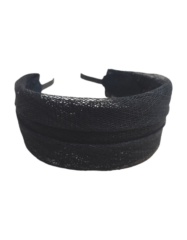 Diadema de rafia doble negra 2