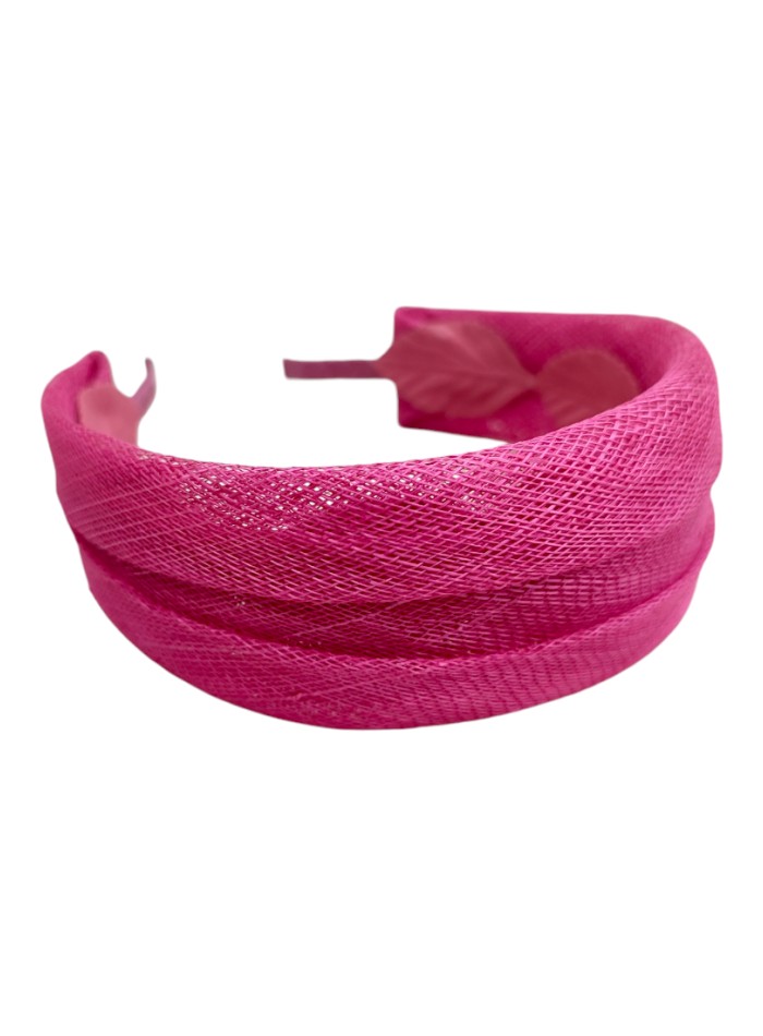 Fuchsia raffia headband for guests
