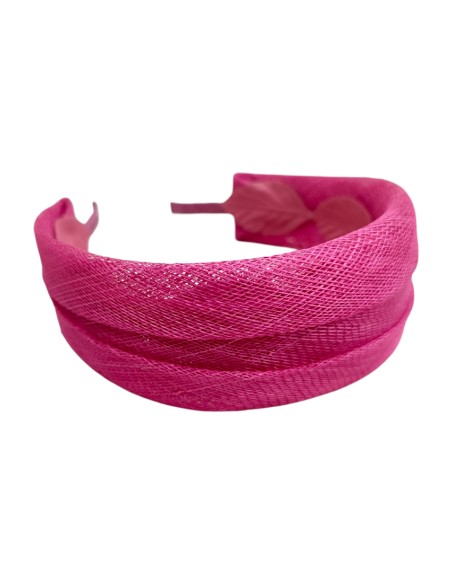 Fuchsia raffia headband for guests