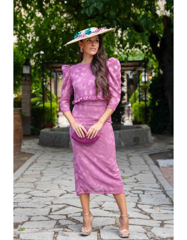 Pink crop top and pencil skirt set