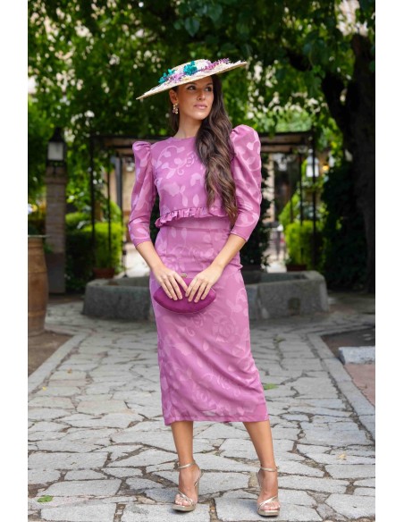 Pink crop top and pencil skirt set