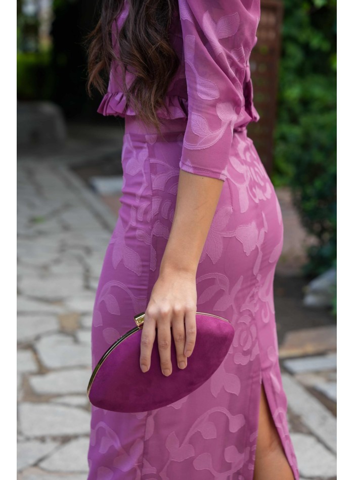 Pink crop top and pencil skirt set