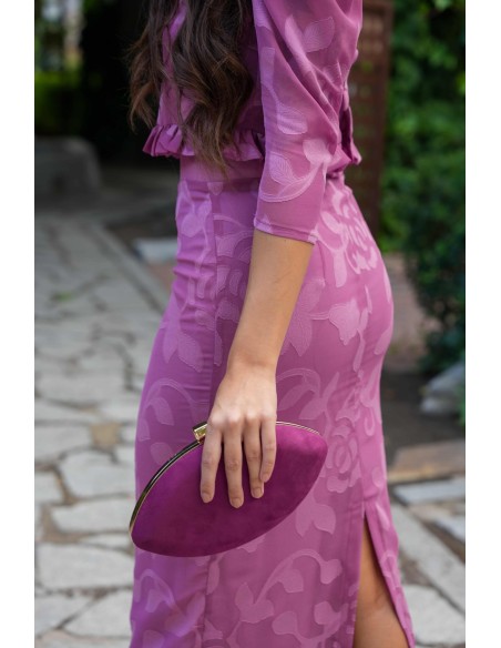 Pink crop top and pencil skirt set