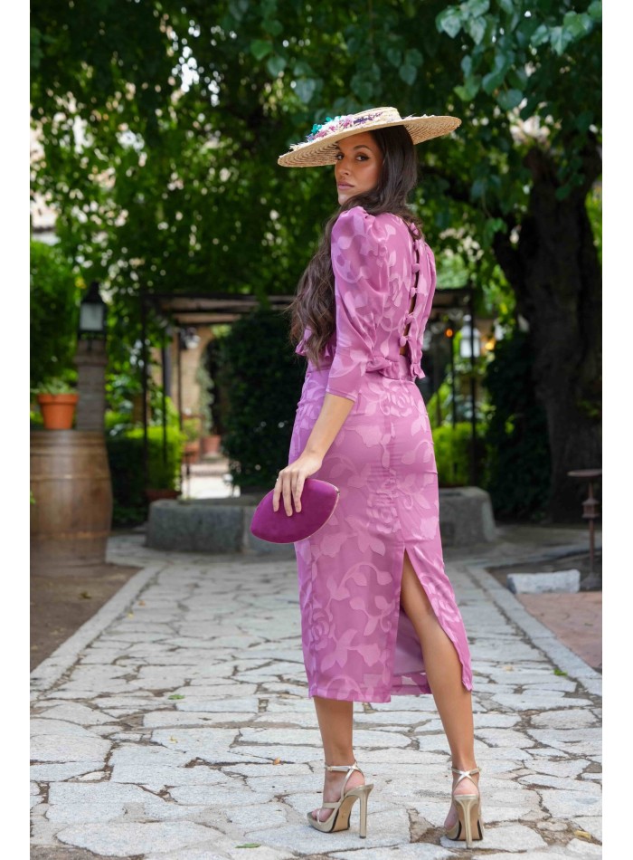 Pink crop top and pencil skirt set