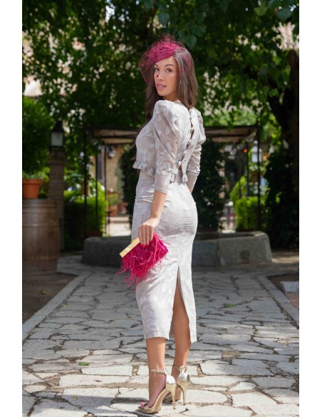 Ensemble jupe et top crop gris perle