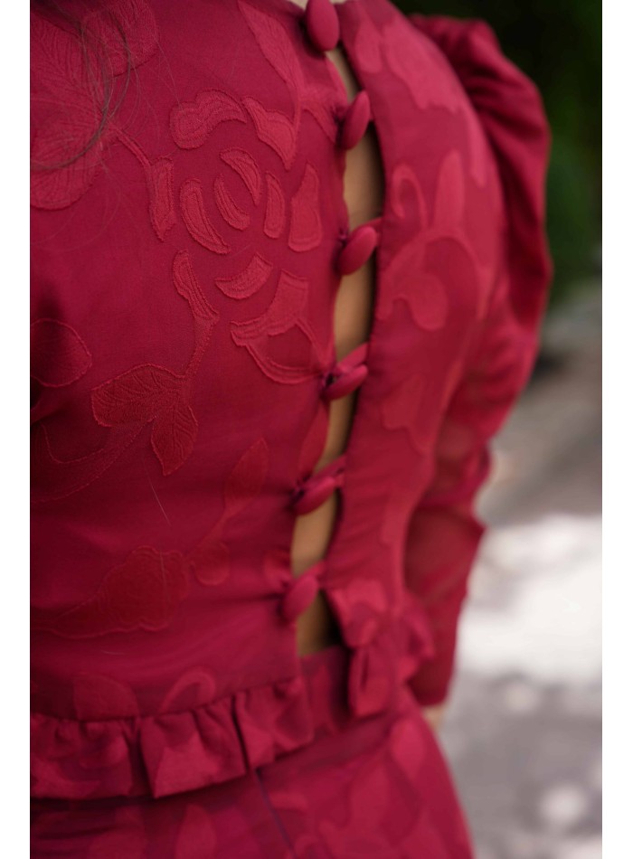 Conjunto de top y falda de tubo de gasa brocada