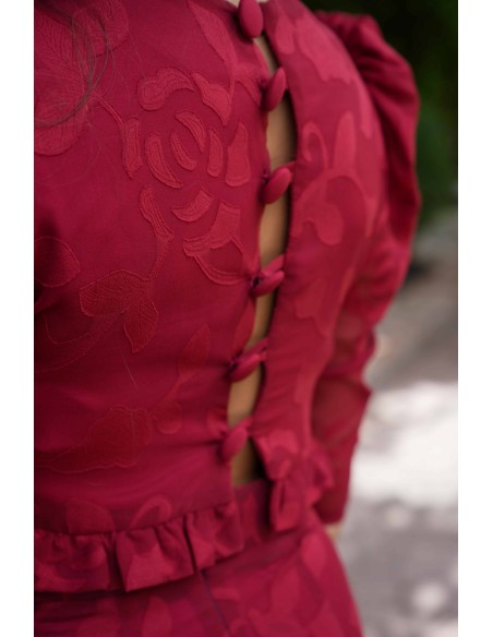 Conjunto de top y falda de tubo de gasa brocada