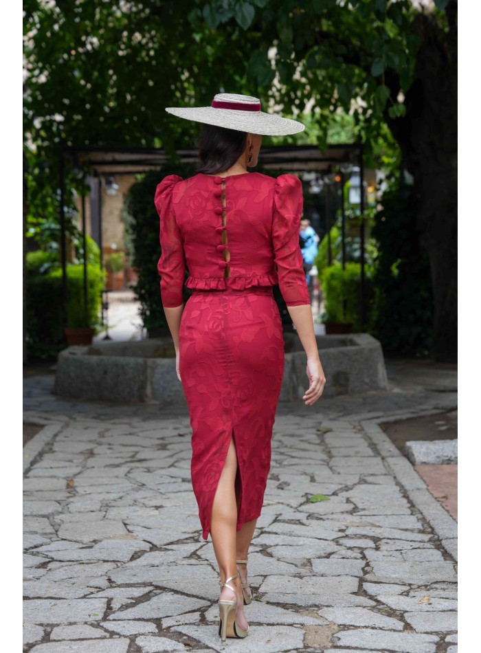 Conjunto de top y falda de tubo de gasa brocada