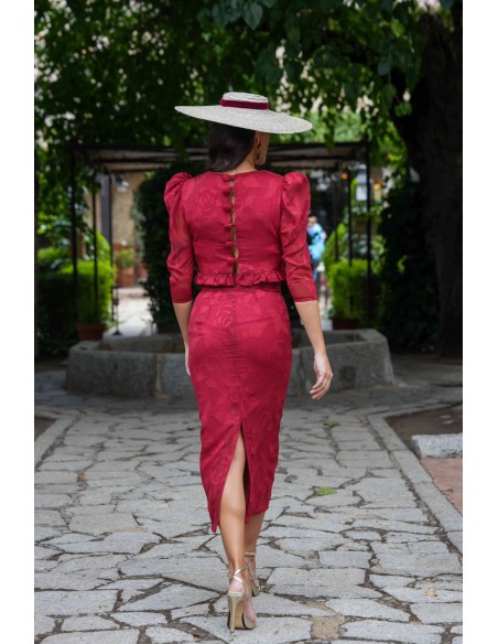 Conjunto de top y falda de tubo de gasa brocada