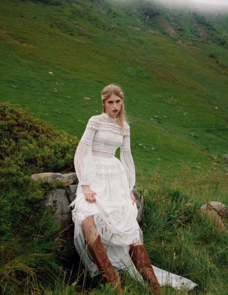 Vestido de novia largo de tul y encaje