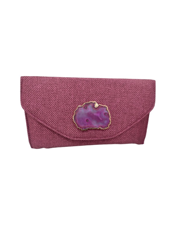 Sac à main en jute Bougainvillea avec fermoir en pierre