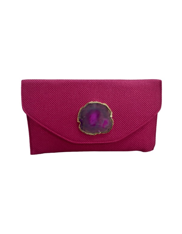 Bougainvillea jute handbag with stone clasp