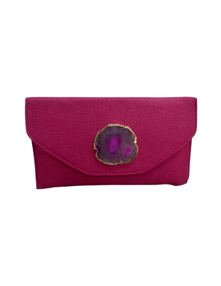 Cartera de yute buganvilla con cierre piedra