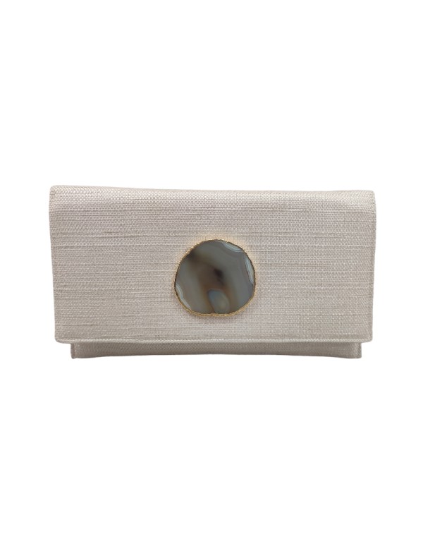 Ecru jute handbag with stone closure