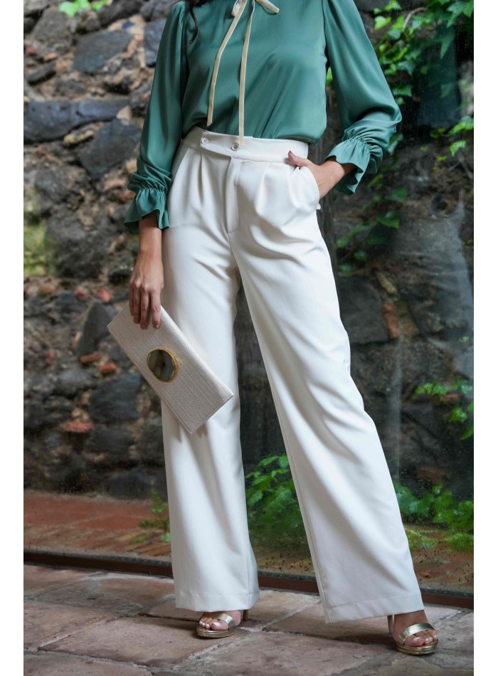 Ecru jute handbag with stone closure