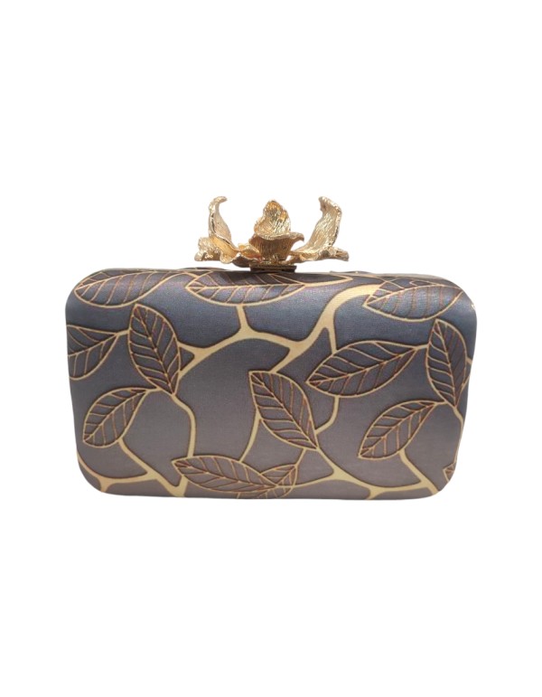 Pochette de fête imprimée de feuilles avec strass et... 2