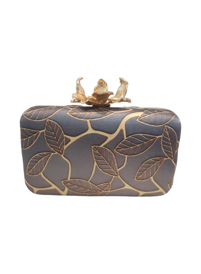 Clutch de fiesta estampado de hojas con...