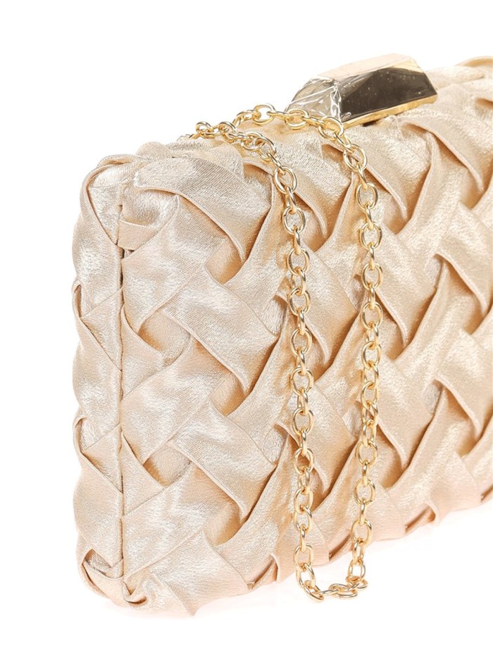 Woven satin party clutch bag