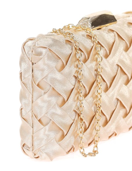 Woven satin party clutch bag