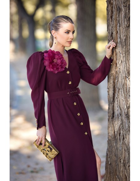 Robe midi détachable avec ceinture et détails floraux
