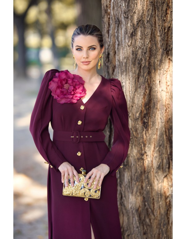 Robe midi détachable avec ceinture et détails floraux