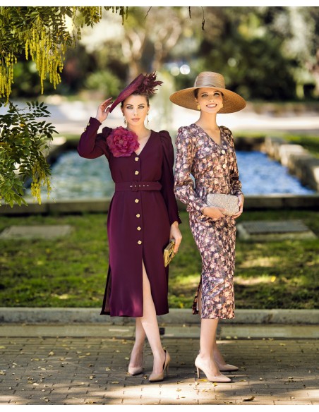 Robe midi détachable avec ceinture et détails floraux