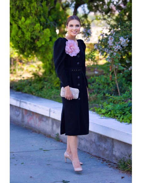 Vestido de fiesta midi con detalle flor para invitada