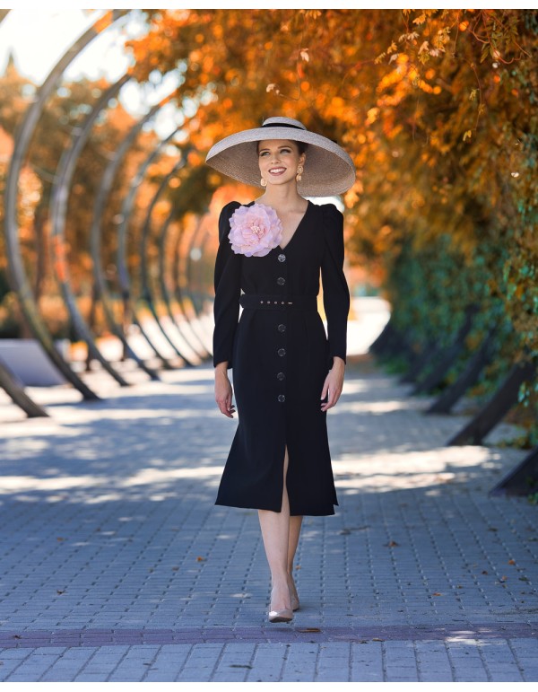 Vestido de fiesta midi con detalle flor para invitada 2