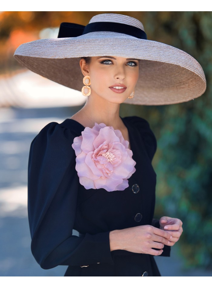 Robe de soirée midi avec détails floraux pour...