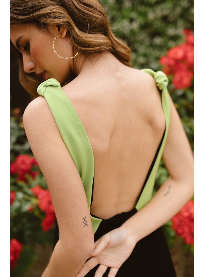 Bicolor midi party dress for guest with sling...