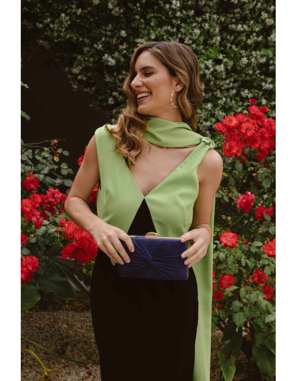 Robe de soirée midi bicolore avec écharpe et décolleté en... 2