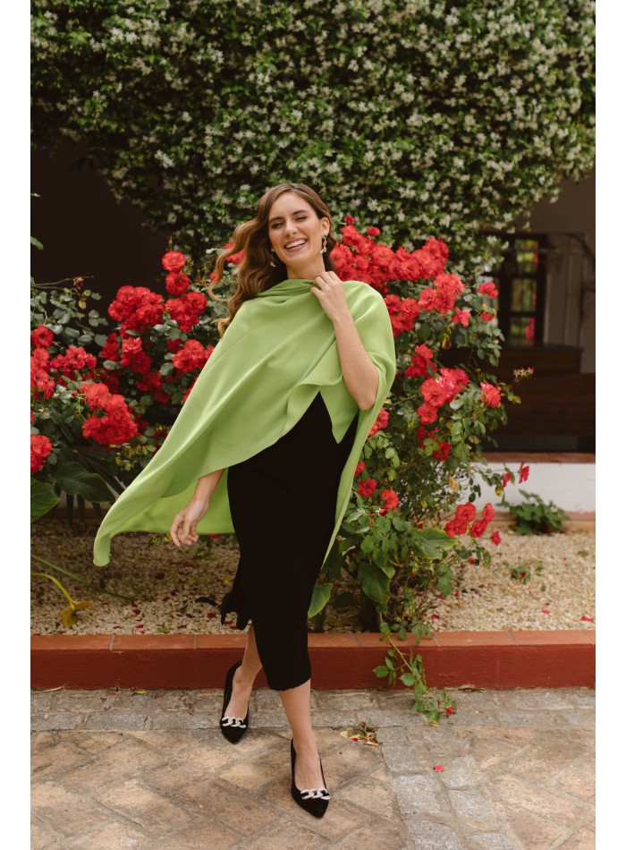 Robe de soirée midi bicolore avec écharpe et...