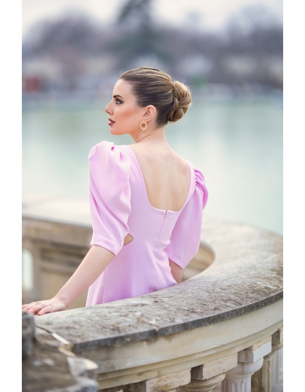 Robe d'invité midi avec découpe et nœud maxi 2