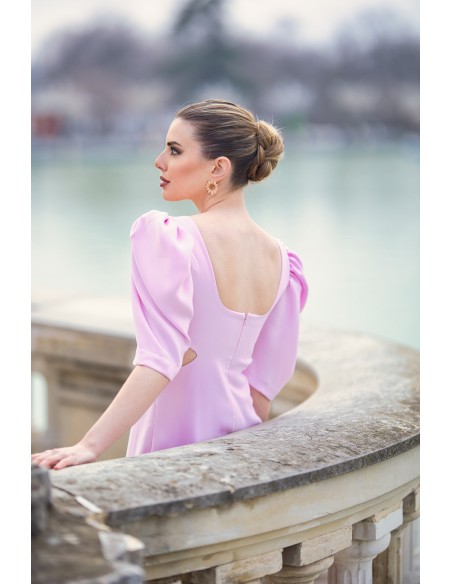 Midi dress for guest with cut-out and maxi bow